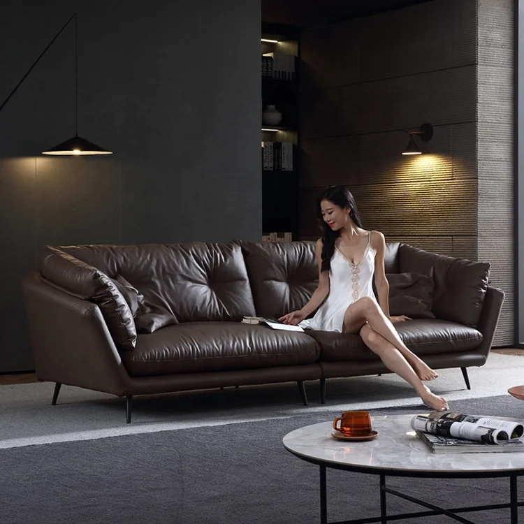 HOT Modern Luxury Italian set Design Genuine Leather Sofa Baxter Sofa with Recliner Apartment Couch Living Room China Factory