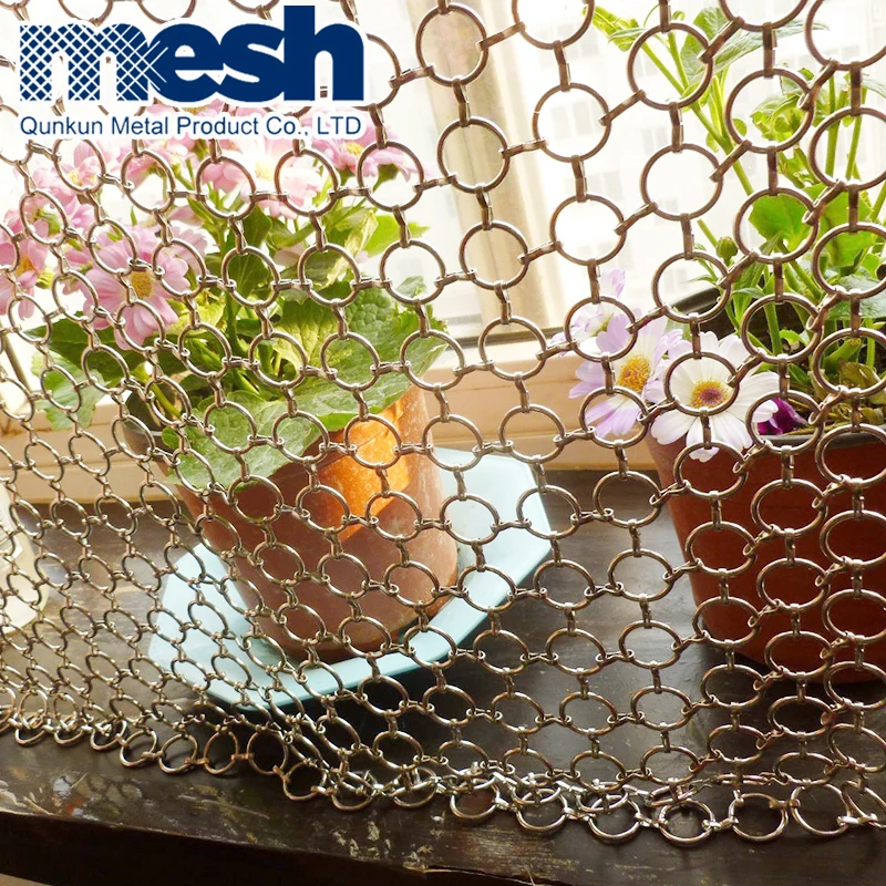 1*8 MM Brass Chain mail Ring Mesh ring curtains metal mesh for Decorative