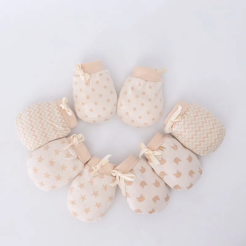 Baby Scratch Resistant Gloves Newborn Colored Cotton Gloves Baby Adjustable Jacquard Protective Knitted Mittens