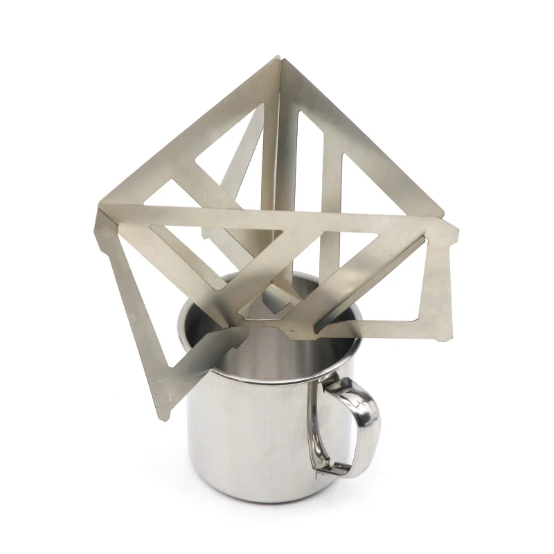Outdoor Camping Coffee Drip Rack Stainless Steel Coffee Filter Foldable Portable Coffee Stove Cup