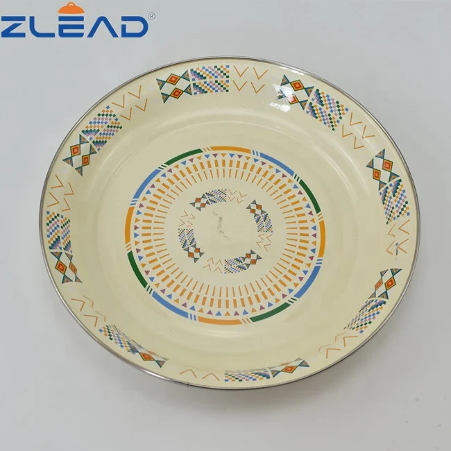 205D Tableware Enamel Round Plate Enamel Tray