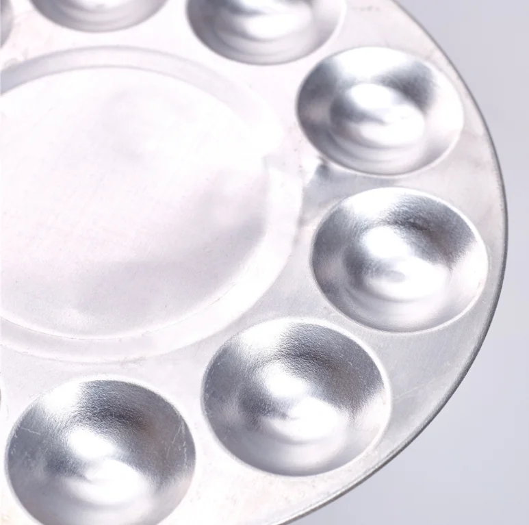Wholesale 10 Well Round Metal Aluminum Watercolor Oil Acrylic Palette Paint Trays Palettes