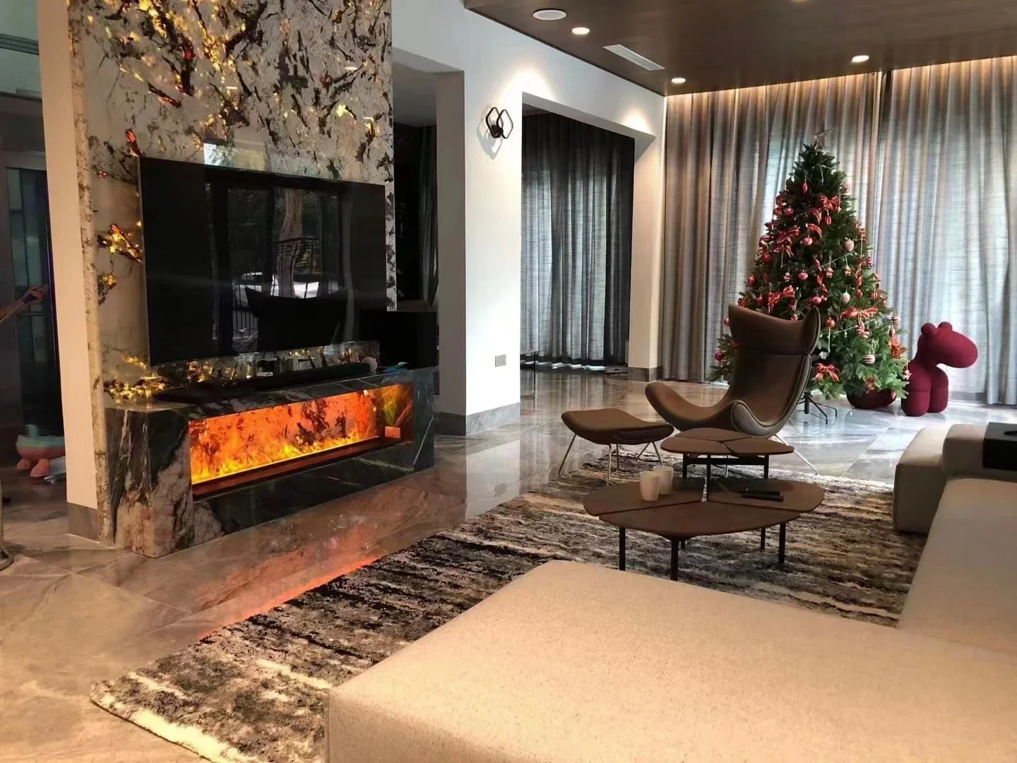 Interior decorative steam fireplace no heater embedded water electric fireplace App control living room indoor use humidifier