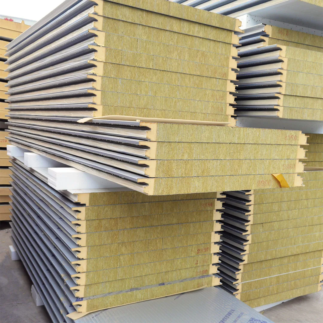 Rock wool sandwich panel fireproof cladding wall panel  insulation building materials