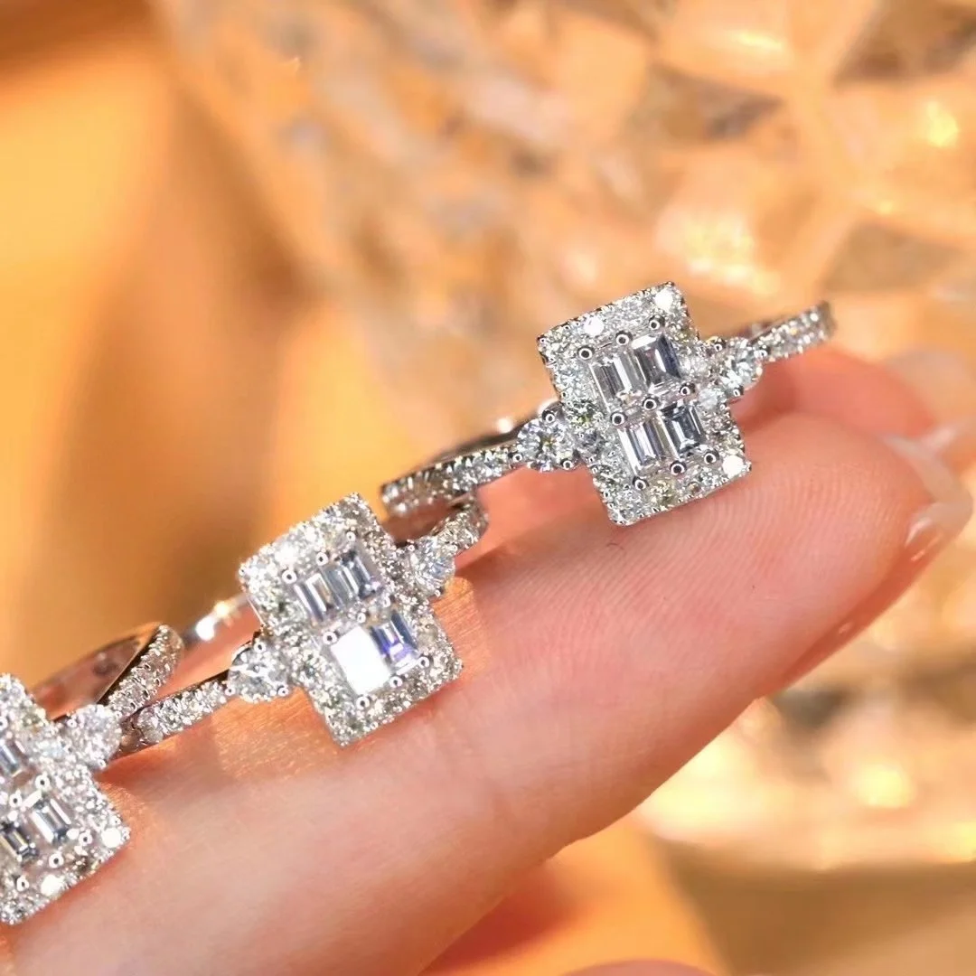 Xinfly hypoallergenic 18K Gold Square Delicate Design Shining Baguette 0.50CT Diamonds wedding affirm Ring
