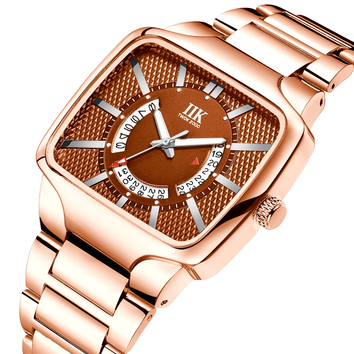 Shinny Square IIK Collection Green Dial Waterproof Date Quartz Custom Logo Men Wrist Watch
