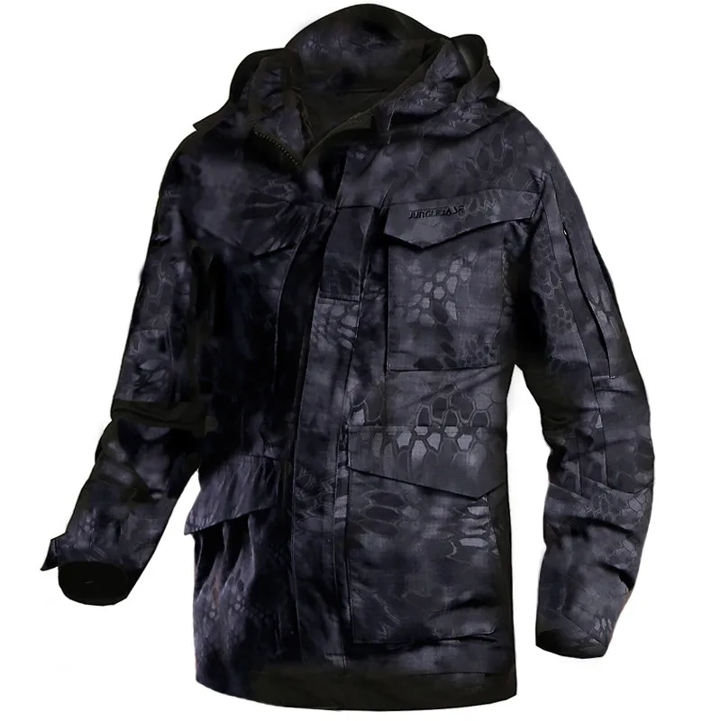 
Ripstop Military Style Coat Mens Windproof Military Print Black Camo Windbreaker Jacket Python 