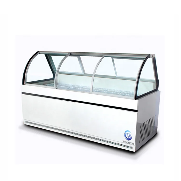 Curved Glass counter refrigerator cooked food display cabinet deli showcase freezer