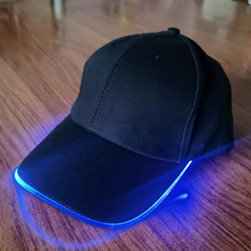 New Arrivals Cross-border Supply Wholesale Customized LED Optical Fiber Hat Casual Game Luminous Hat Party Light Cap