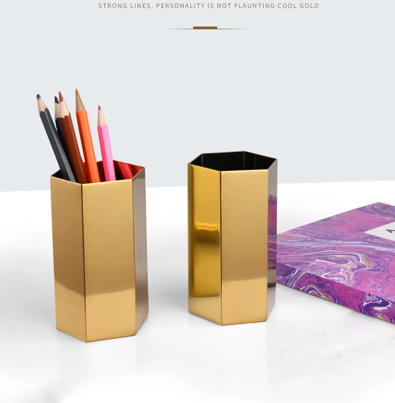 Office home desktop high quality metal pen holder free custom logo