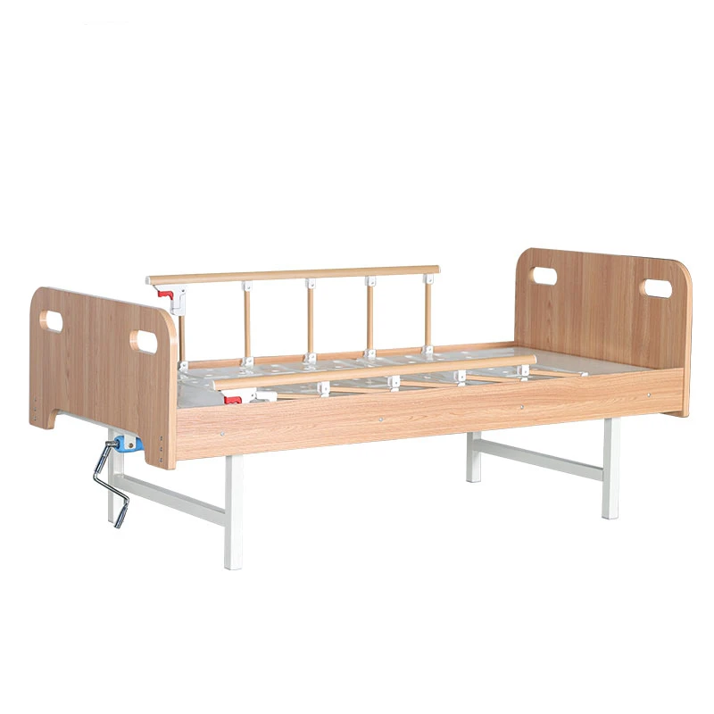 Wooden Manual Home-care Bed Hospital Nursing Bed For Elderly With Two Functions For Medical Equipment