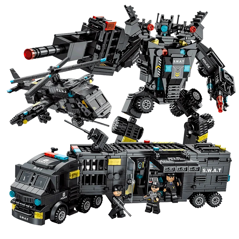 Hot Sell SWAT Police Deformation Robot Aircraft Multi 51-in-1 Assembly Toy Building Blocks