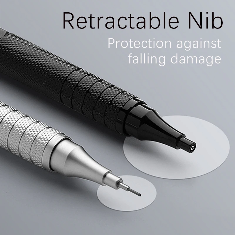 Mechanical Pencil 0.3/0.5/0.7/0.9/2.0mm Low Center of Gravity Metal Drawing Special Touch Pencil Office School Writing Art