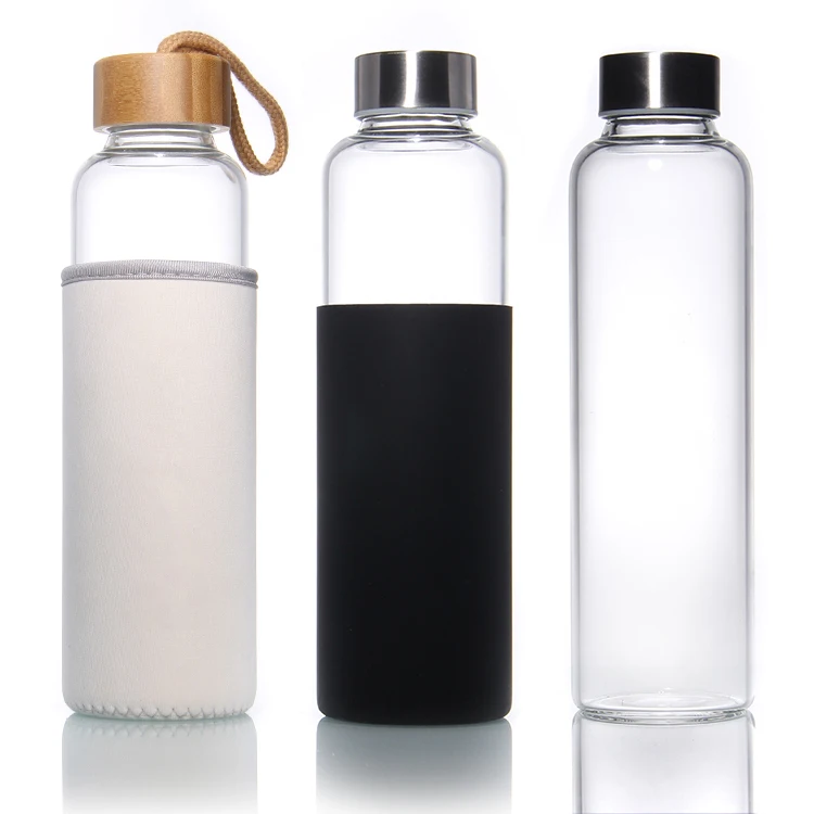 Top Quality 0.5L 1L Transparent Blue Thick Hard Unbreakabel Borosilicate Material Espresso Coffee Drinking Bottles For Tea Bever