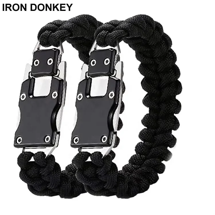 IRONDONKEY Outdoor Survival Bracelet with Compass Buckle Whistle Bracelet for Outdoor Mountaineering Accessories Hiking Camping