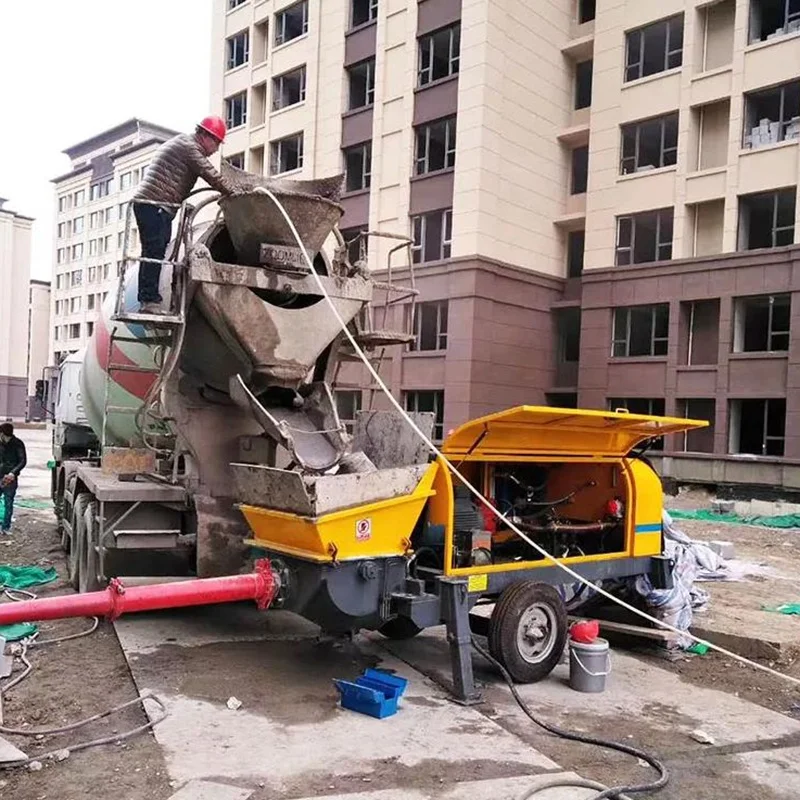 electric motor drive HBS40 concrete pump 40m3/h high cost effective pump machine with Kawassaki hydraulic pump and 100m pipes