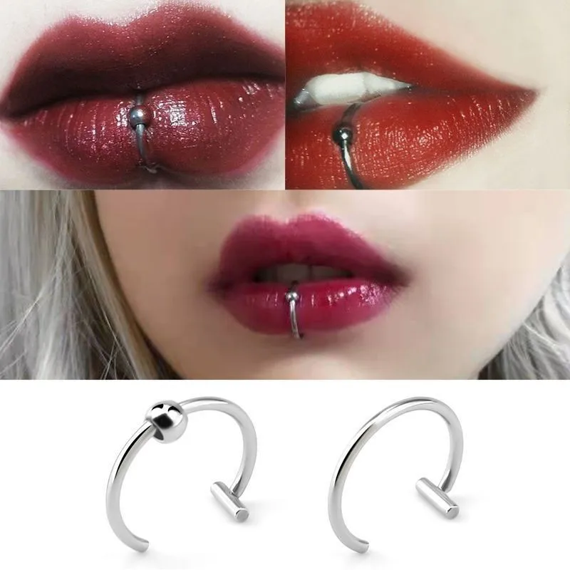 1Pc Stainless Steel Fake Nose Ring Women Body Jewelry Non-Pierced Hoops Septum Rings C-shaped Clip Lip Ring