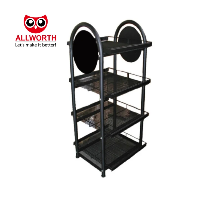 Modern Style Disassemble 4-way Rolling  Goods Showing Display Stand