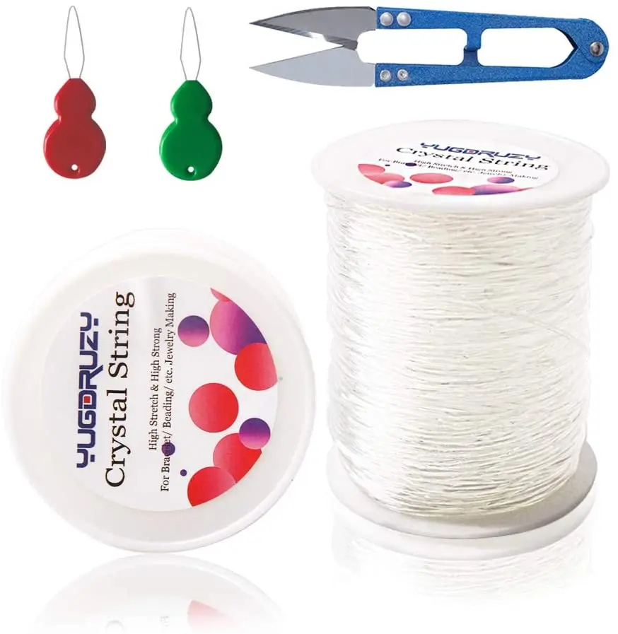 1.5mm Elastic Clear Crystal String-White Stretchy Bead Cord String Bracelet Beading Thread for Jewelry Making