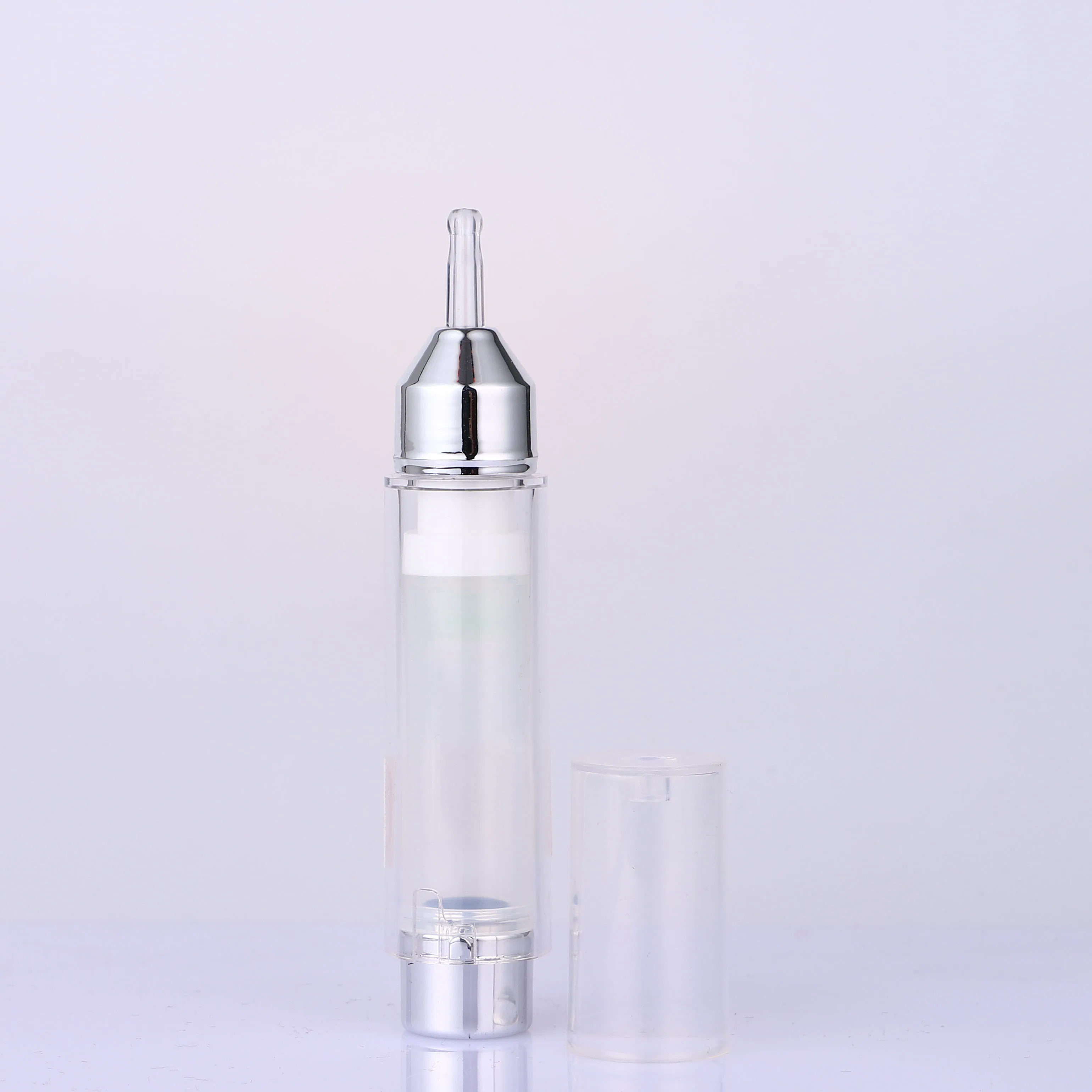 15ml Serum Syringe Packing Cosmetic Airless Pressure Pump Transparent Injection Bottle For Eye Cream