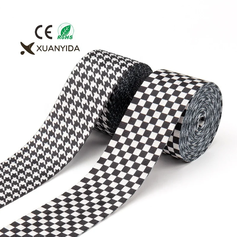 Custom pattern hounds tooth checkered sports seat belt webbing for car