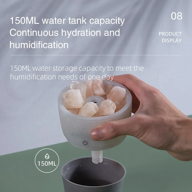 Hot Sale New Product Crystal Salt Stone Humidifier Household Ultrasonic Cool Mist Salt 7 Color Led Lamp Aroma Diffuser