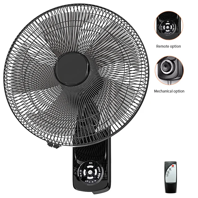 16 Inch Wall Fan with Remote Control 5 Blades DC Mounted Fan Quantity Power Garage Hotel