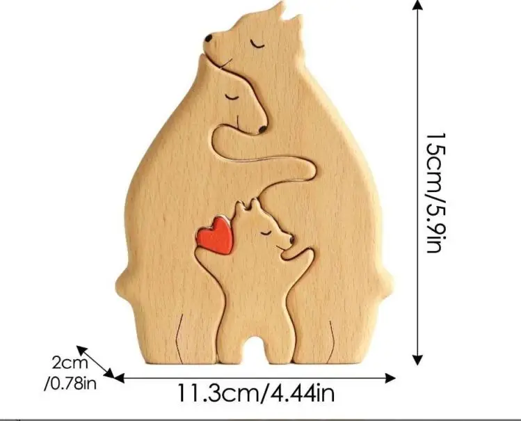 Wooden Bear Family Home Decoration Indoor Table Decor Gift
