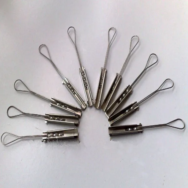 Metal FTTH Stainless Steel Insulation Optic Fiber flat cable drop wire tension clamp