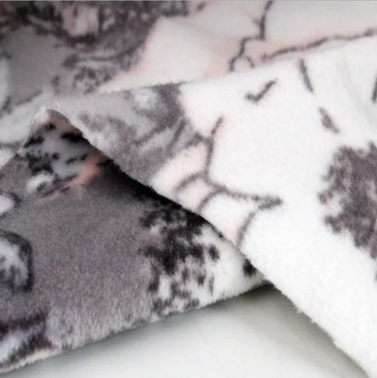 Polyester Spandex Super Soft Double Side Print Velvet Fabric
