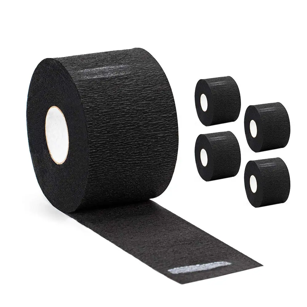 5 Rolls Disposable Barber Paper Neck Strips Disposable Neck Paper Protector Hairdressing Accessory Tool-Black color