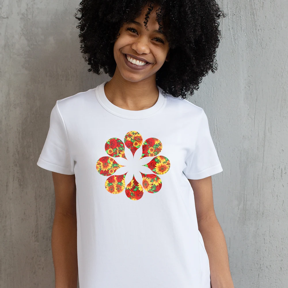 20inx1Yard custom logo printed sunflowers peony rose floral patterned vinyl heat transfer clothing roll on garments