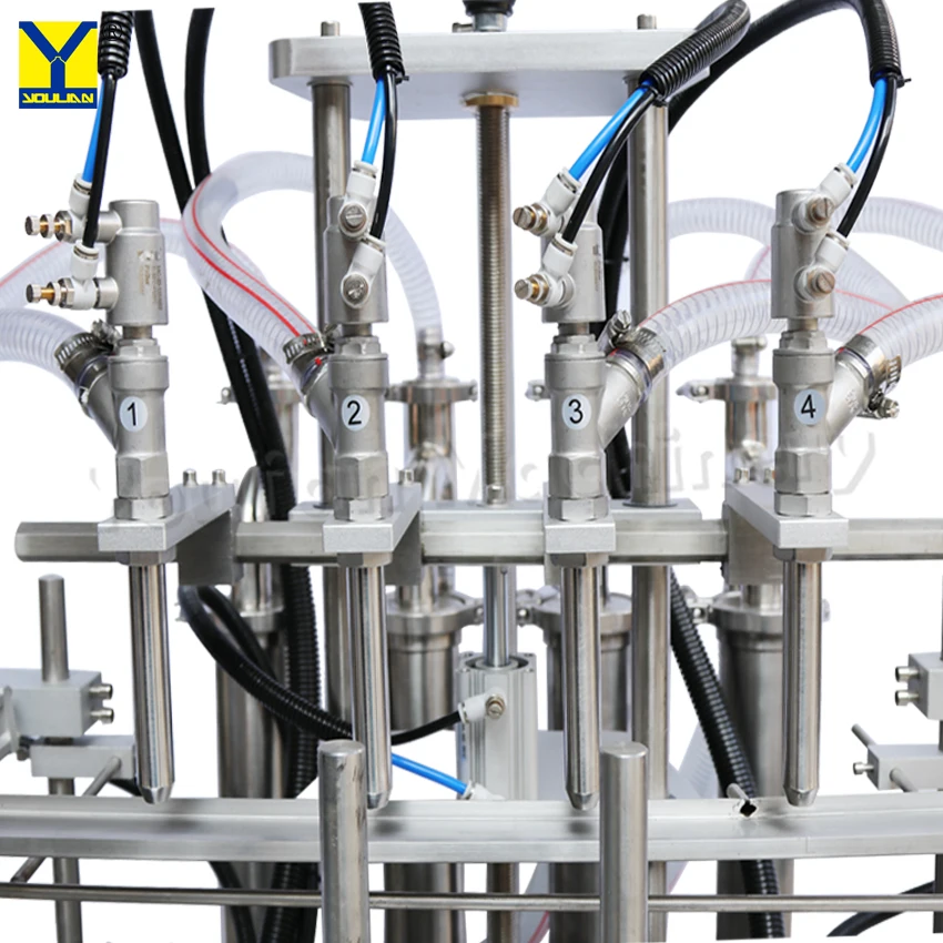 YT4T-4G Automatic SMC Piston 4 Nozzle 5000ml Pure Water Juice Filling Machine for Bottles Cans Jars