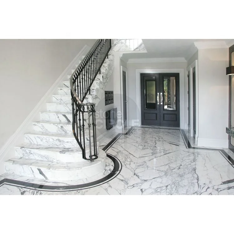 SHIHUI Modern Design Chinese Panda White Natural Stone Graphic Design Contemporary Hotel White Marble Stairs Treads for Sale