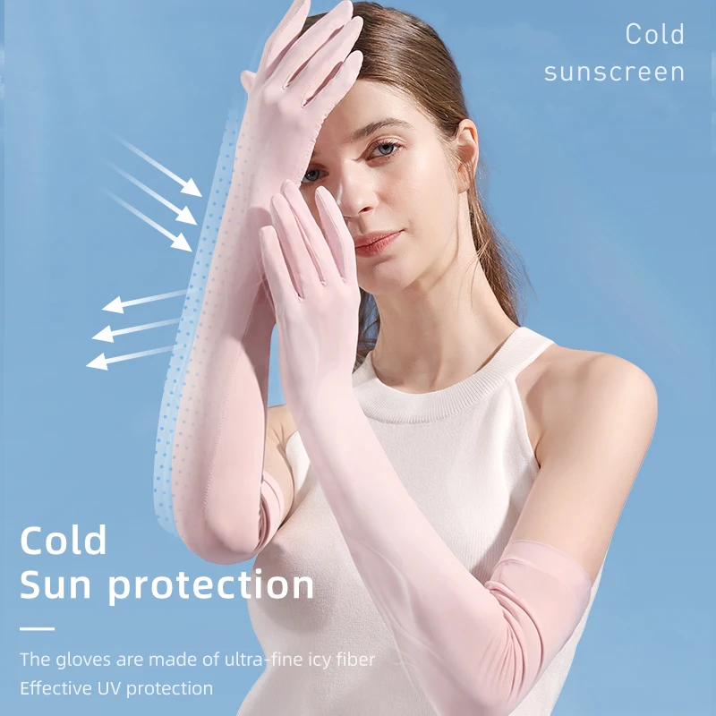 GOLOVEJOY XG49 Summer Ice Silk Half Fingers Gloves Women Breathable Fingerless Gloves Outdoor Driving Glove Sunscreen Mittens