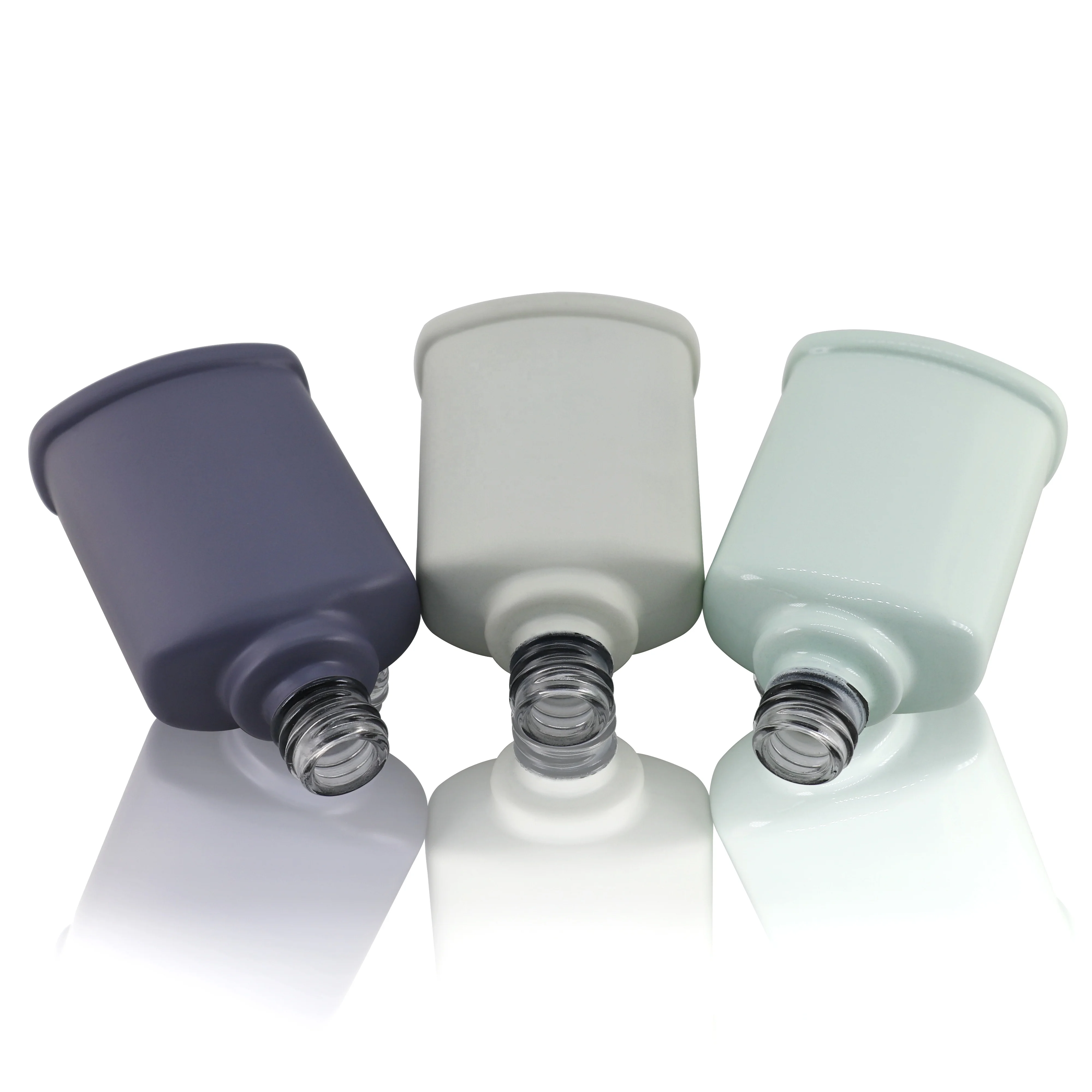 factory OEM custom coated empty uv gel nail polish glass bottle with silver caps and flat dupont brush