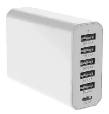
HKK - 50W Type C 6 Port EU/US/UK/AU AC CABLE Standard Wall Charger Support CE ROHS FCC 