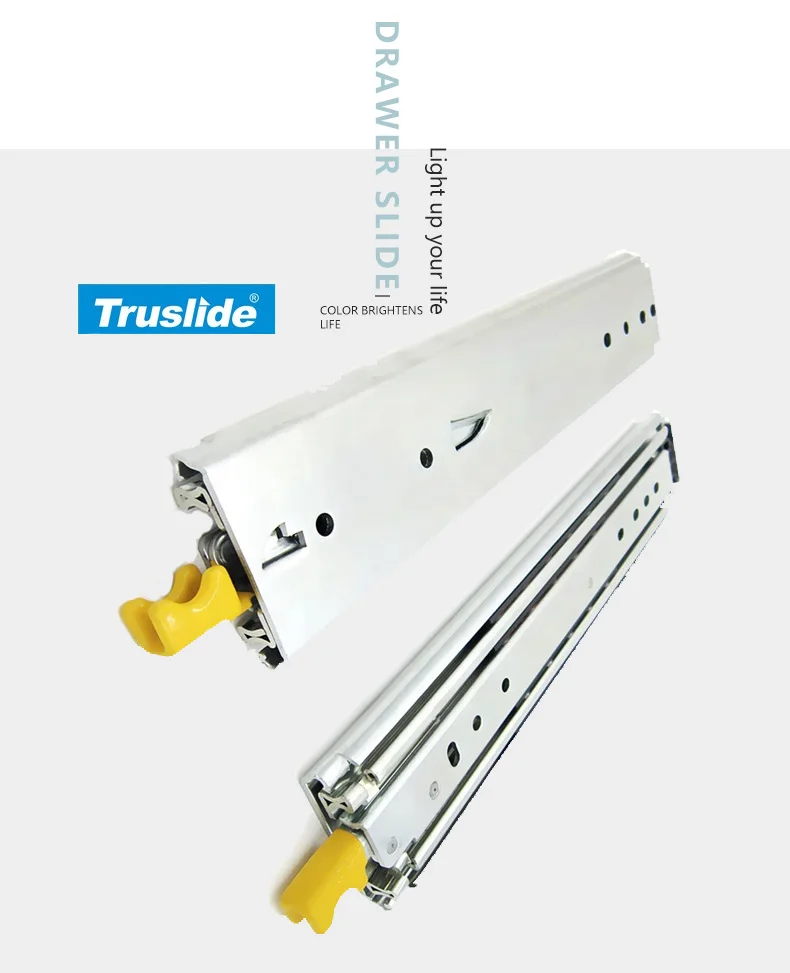 CS2076LK 76mm 225KG load rated long drawer slide Heavy duty lock drawer slide expansion guide