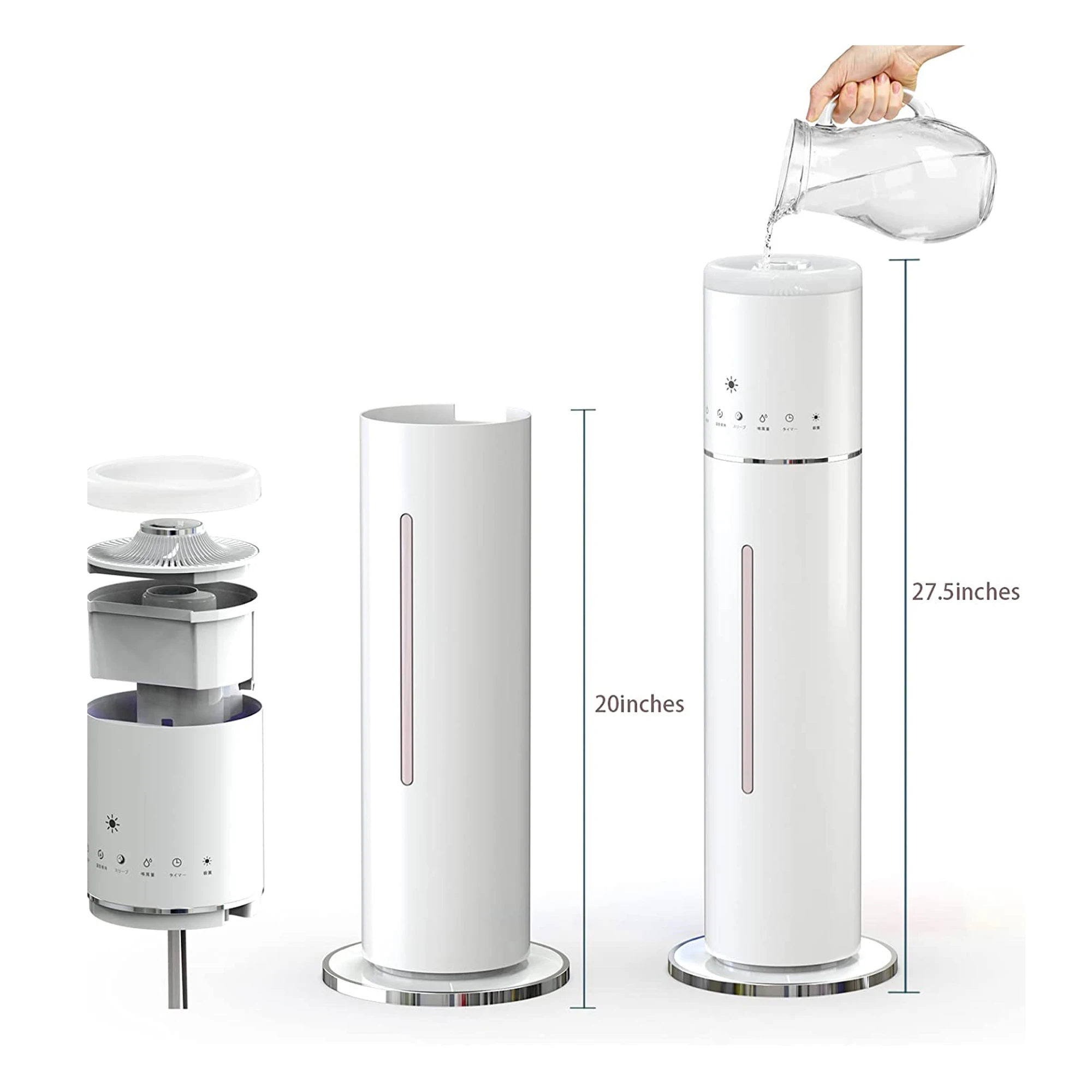 Humidifiers for Large Room 8L Ultrasonic Cool Mist Humidifier Electrolyzed Water Whole House Humidifier