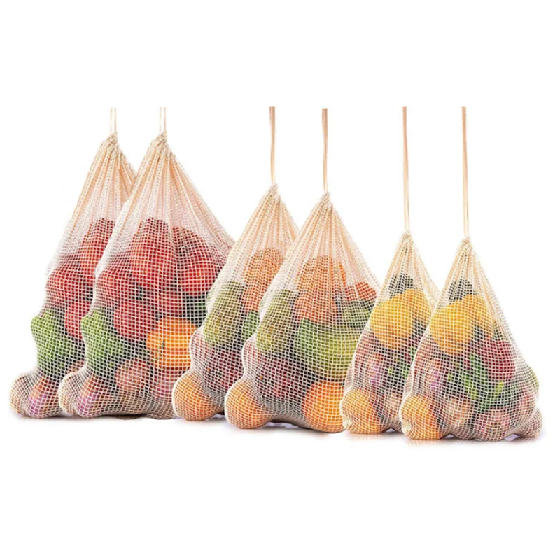 Organic Cotton Reusable Product Mesh Bag For Fruits And Vegetable Mesh Net Bag Eco Friendly Reusable Shopping Bag