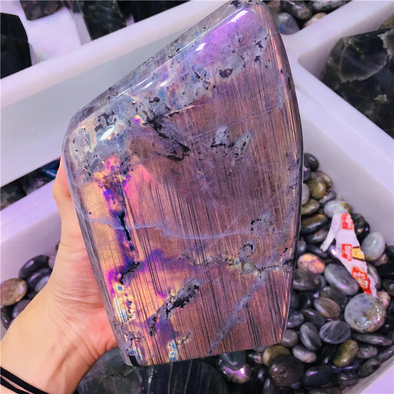 Wholesale Natural Table Crystal Purple Labradorite Freeform Stone for Decoration