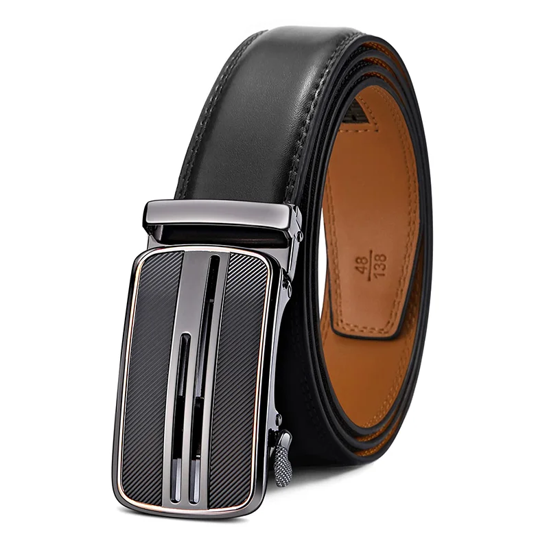 Wholesale Gift Ratchet Automatic Buckle Leather Belt Without Holes Custom Logo Gift Belt Fashion Strap Luxury For Men