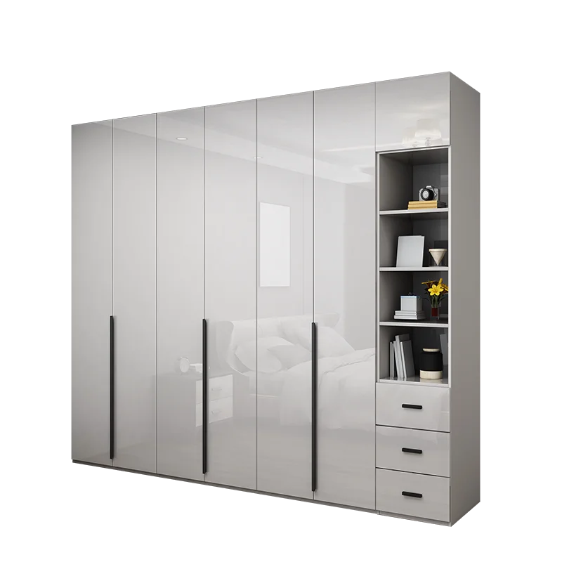 Bedroom Furniture Wooden Wardrobe Closet Cabinet UV High Gloss Glossy Surface cloakroom Free Combination Closets