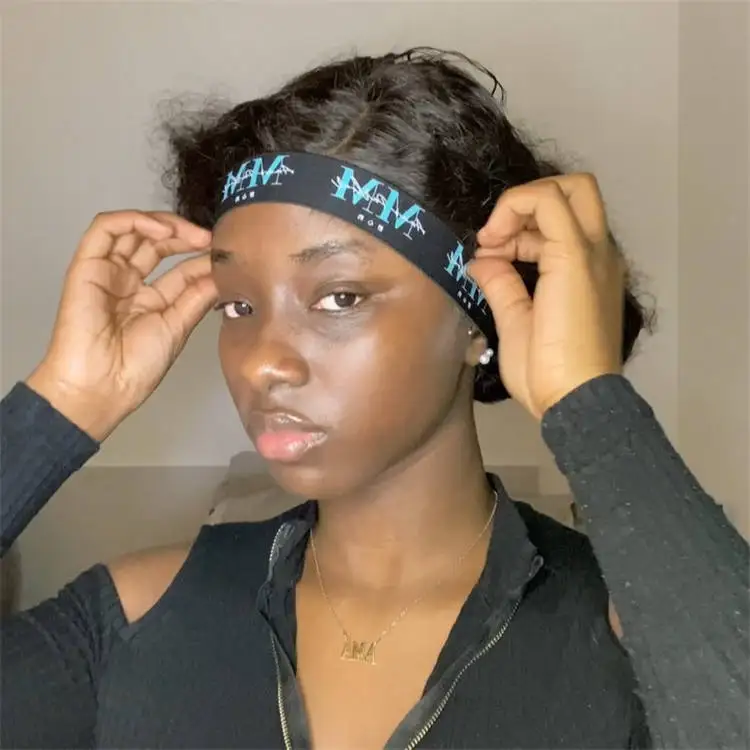 Custom elastic band adjustable edge slayer band printed logo elastic band for wigs