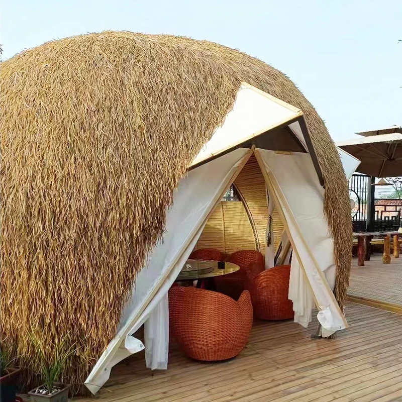 artificial plant wholesale artificial thatch waterproof roof Plain Roof Fireproof Artificial Synthetic Thatch synthetic thatch