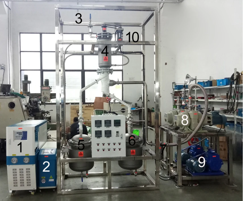Glass and stainless steel hemp oil wiped film short path molecular distillation machine