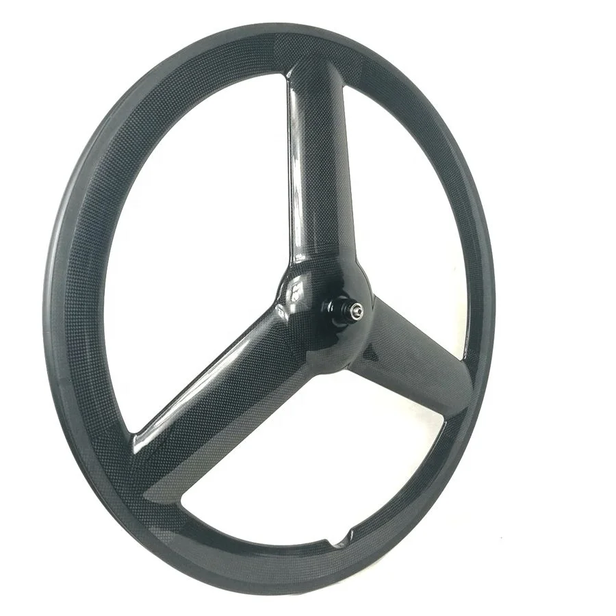 Synergy Tri Spoke Rear Wheel 23mm Wide Rim 50MM Height Tubular Clincher Fixed Gear Carbon 3 Spoke Wheel
