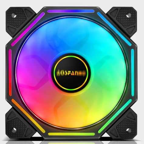 Customizable RGB chassis fan magic mirror color light emitting air-cooled cooling silent 12cm large 4P interface Computer cooler