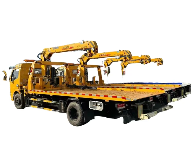 Factory Direct Sale Dongfeng Flatbed Wrecker Towing Truck 4x2 LHD Road Wrecker Recovery Truck with Crane
