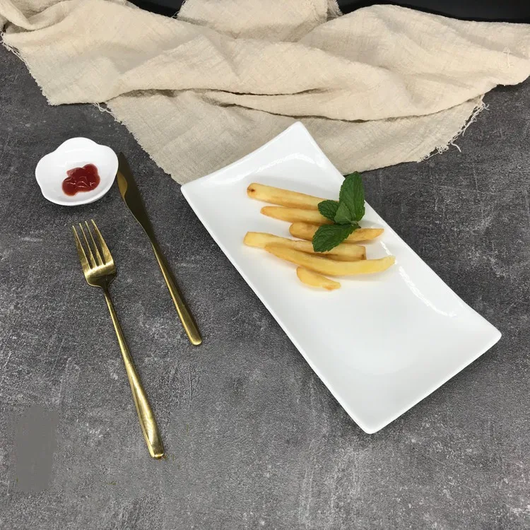 manufacturer cheap price rectangle restaurant hotel ceramic plate set rectangle serving tray plate